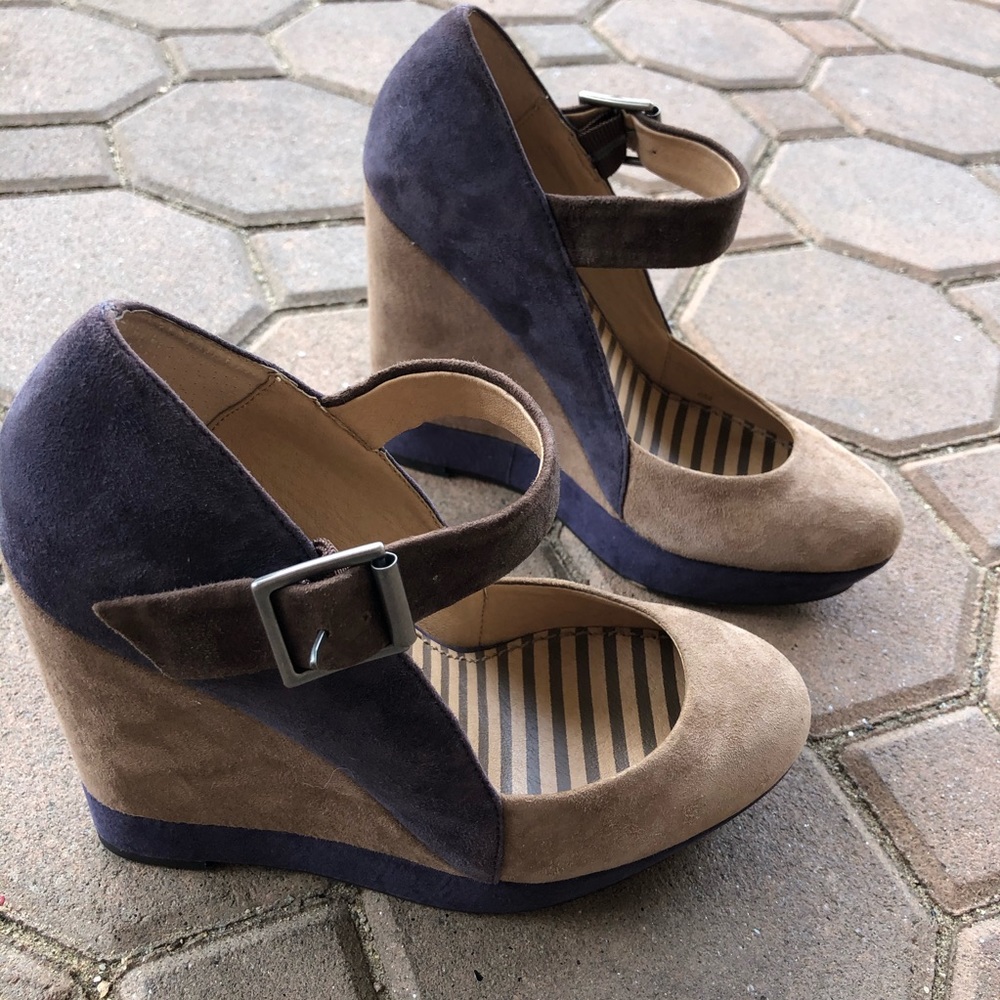 Splendid Larabee Colorblock Suede Wedge - Picture 1 of 8